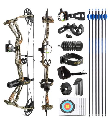 KIT ARCO COMPUESTO DRAGON X8 HUNTER PRO   10-70LBS  18"-31"   CAMO