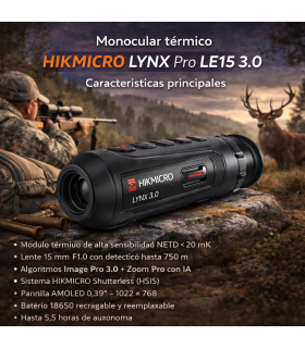 Monocular térmico HIKMICRO LYNX Pro LE15 3.0 256x192  750 m detección