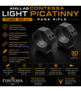 Anillas Contessa Light PICATINNY Tubo 30 mm para Rifle