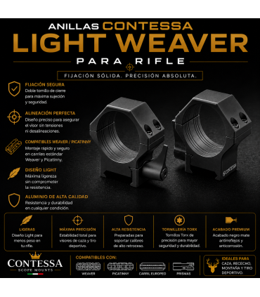 Anillas Contessa  Light Weaver DESMONTABES TUBO 30º  para Rifle