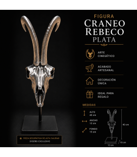 Escultura de Rebeco Plata Decorativa con Peana Metálica