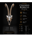 Escultura de Rebeco Plata Decorativa con Peana Metálica