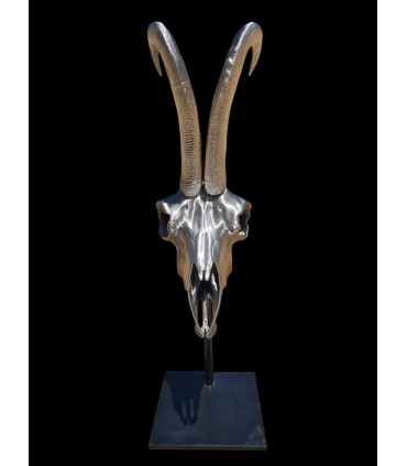 Escultura de Rebeco Decorativa con Peana Metálica | Decoración Cinegética