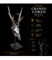 Escultura de Corzo Plata Decorativa con Peana Metálica
