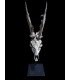 Escultura de Corzo Plata Decorativa con Peana Metálica | Decoración de Caza