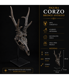 Escultura  Corzo Bronce Envejecido  con Peana Metálica