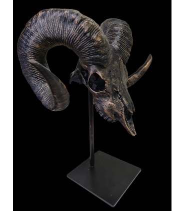 Escultura de Carnero Bronce Envejecido con Peana Metálica | Decoración Cinegética