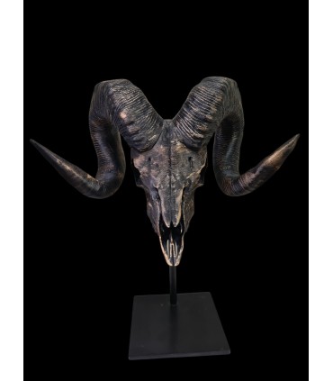 Escultura de Carnero Bronce Envejecido con Peana Metálica | Decoración Cinegética