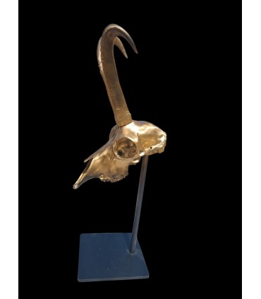 Escultura de Rebeco dorado Decorativa con Peana Metálica | Decoración Cinegética