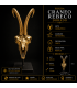 Escultura de Rebeco Dorado Decorativa con Peana Metálica