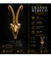 Escultura de Rebeco Dorado Decorativa con Peana Metálica
