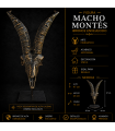 Escultura Macho Montés Bronce Envejecido Decorativa con Peana Metálica