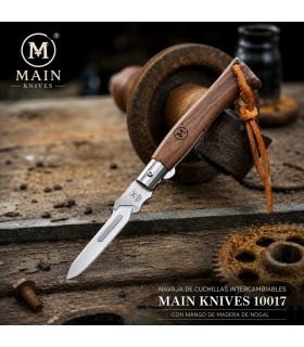Navaja de Cuchillas Intercambiables MAIN Knives 10017 con Mango de Madera de Nogal
