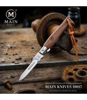 Navaja de Cuchillas Intercambiables MAIN Knives 10017 con Mango de Madera de Nogal