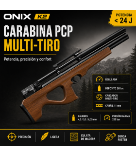 Carabina PCP ONIX K2 Multitiro Regulada 24 J