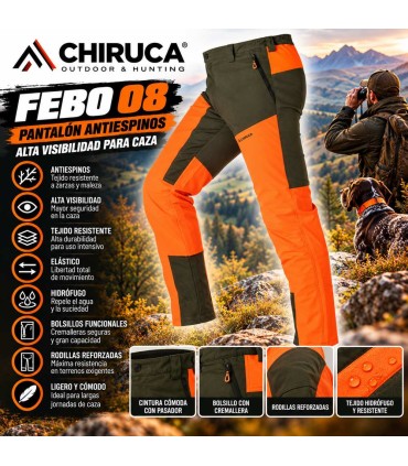 Pantalón CHIRUCA Febo 08 Antiespinos Alta Visibilidad para Caza